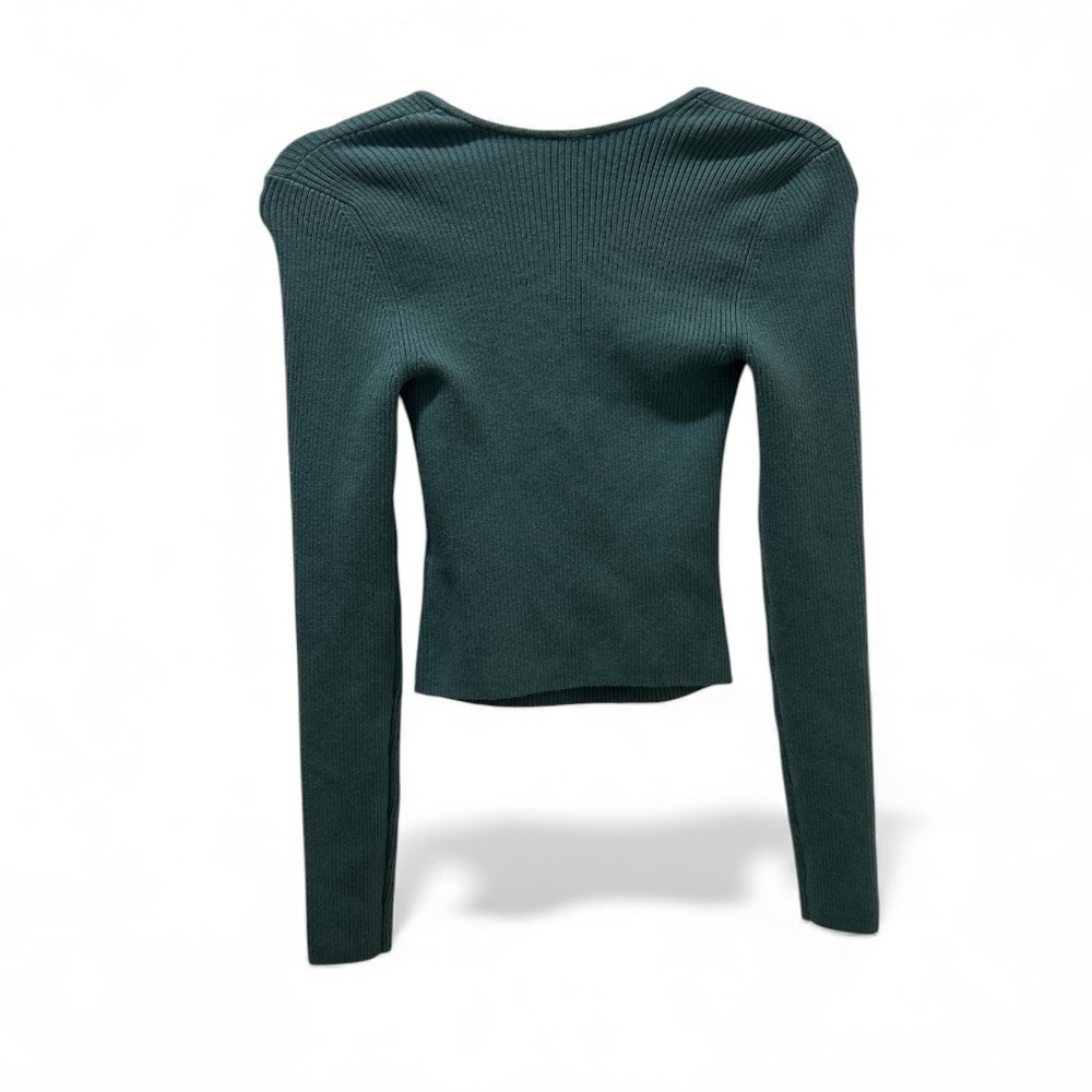 NWT Abercrombie & Fitch Ava Long Sleeve Square Neck Knit Cropped Sweater Top - Picture 4 of 4